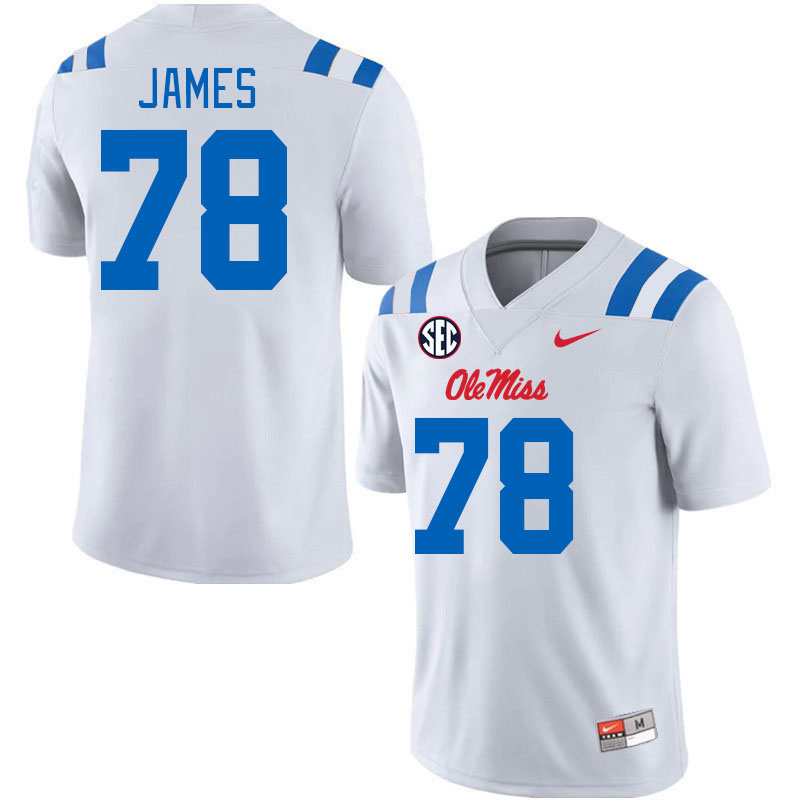 Men #78 Jeremy James Ole Miss Rebels 2024 New Uniforms College Football Jerseys Stitched-White